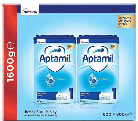 Aptamil 1 Bebek Sütü 0-6 Ay Akıllı Kutu 800 g x 2 Adet