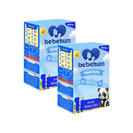 Bebehum 1 No Bebek Sütü 0-6 Ay 800 gr x 2 Adet