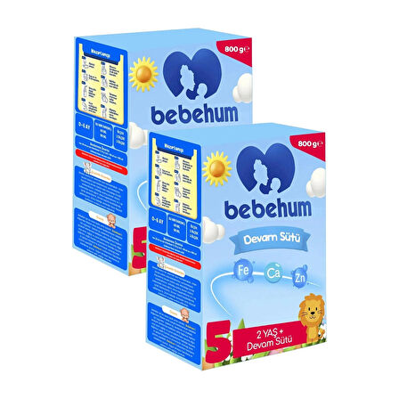 Bebehum 5 No Devam Sütü 2 Yaş+ 800 gr x 2 Adet