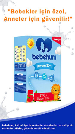 Bebehum 5 No Devam Sütü 2 Yaş+ 800 gr x 2 Adet