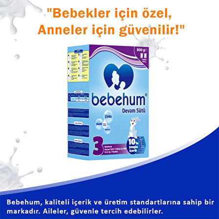 Bebehum 3 No Devam Sütü 9-12 Ay 800 gr x 4 Adet