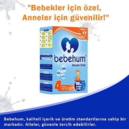 Bebehum 4 No Devam Sütü 12 Ay+ 800 gr x 4 Adet