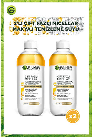 Garnier Çift Fazlı Micellar Kusursuz Makyaj Temizleme Suyu 400 ml x 2Adet