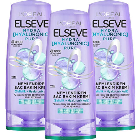 Loreal Paris Elseve Hydra Hyaluronic Pure Saç Kremi 250 ml x 3 Adet