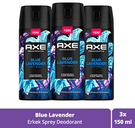 Axe Erkek Deodorant Spray Blue Lavender 150 ml x 3 Adet