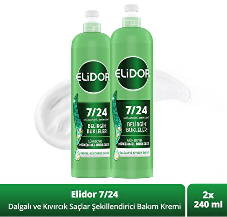 Elidor 7/24 Şekillendirici Saç Bakım Kremi Bukleler 240 ml x 2 Adet