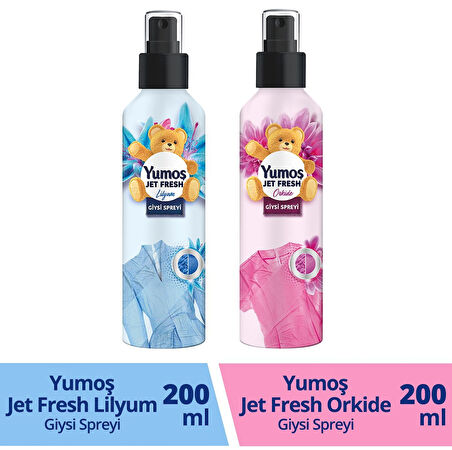 Yumoş Jet Fresh Giysi Spreyi Lilyum 200 ml + Jet Fresh Orkide 200 ml