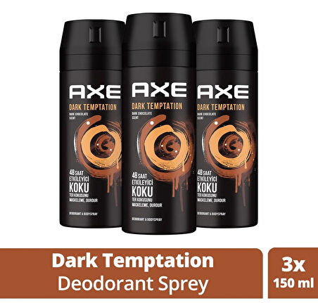 Axe Deodorant Sprey Dark Temptation 150 ml 3 Adet