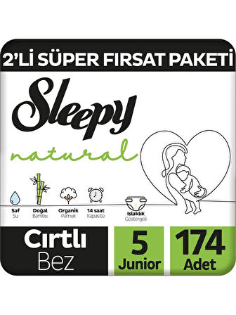 Sleepy Natural Fırsat Paketi Bebek Bezi 5 Numara Junior 174 Adet