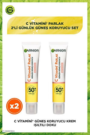 Garnier C Vitamini Uv Korumalı Güneş Kremi Spf50 Işıltılı Doku 40 ml x 2 Adet