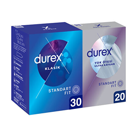 Durex Klasik Kondom 30 lu ve Yok Ötesi Ultra Kaygan 20 li