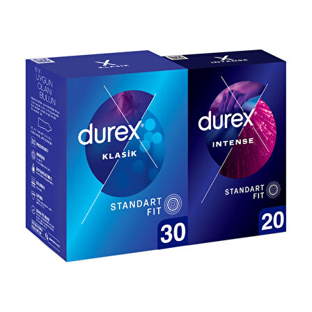 Durex Klasik Kondom 30 lu ve Intense Uyarıcı Prezervatif 20 li