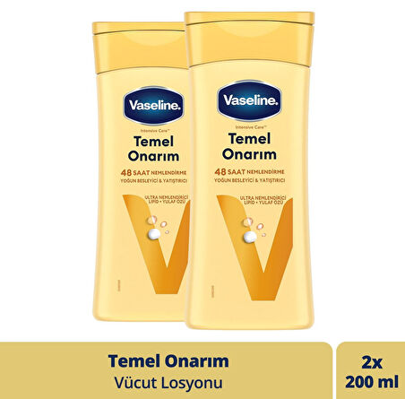 Vaseline Vücut Losyonu Temel Onarım Kuru Ciltler İçin 200 ml x 2 Adet