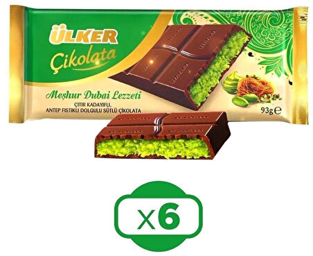 Ülker Meşhur Dubai Lezzeti Dubai Çikolatası 93 gr x 6 Adet