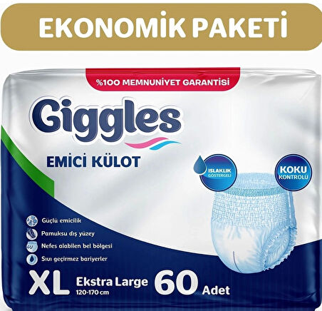 Giggles Yetişkin Emici Külot Ekstra Büyük Boy 30 lu x 2 Adet