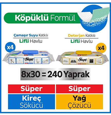 Sleepy Easy Clean Süper Yağ Çözücü ve Kireç Sökücü Havlu 8 x 30 Adet