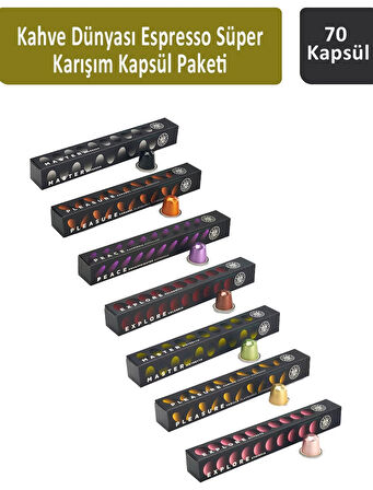 Kahve Dünyası Espresso Süper Karışım Kapsül Paketi 10 Kapsül x 7 Adet