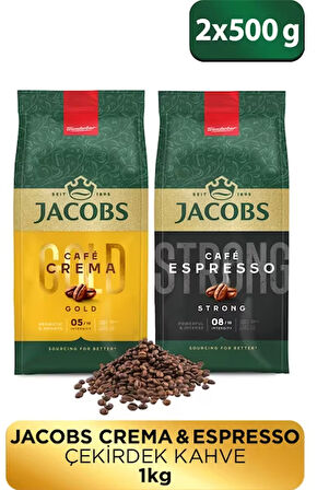 Jacobs Çekirdek Kahve Tanışma Paketi Espresso 500 gr+Cafe Crema 500 gr