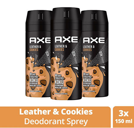 Axe Erkek Deodorant Sprey Leather & Cookies 150 ml x 3 Adet