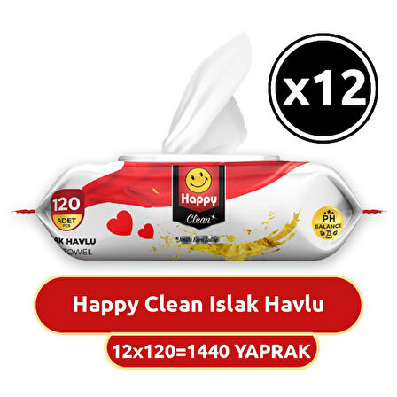 Happy Clean Islak Havlu 120 li x 12 Adet
