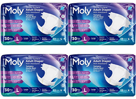 Moly Belbantlı Hasta Bezi Büyük Boy 30 lu x 4 Adet