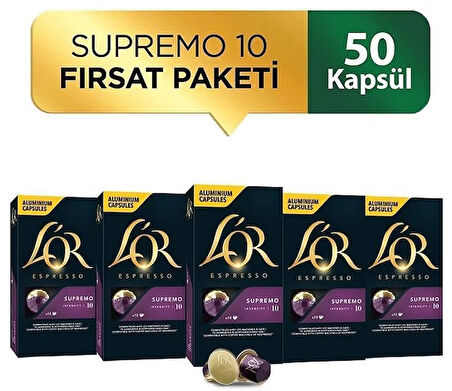 Lor Supremo 10 Nespresso Uyumlu Kapsül Kahve 10 lu x 5 Adet
