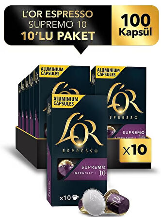 Lor Supremo Intensity 10 Nespresso Uyumlu Kapsül Kahve 10 lu x 10 Adet