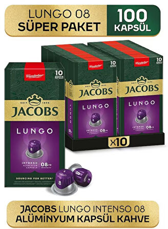 Jacobs Lungo 8 Intenso Nespresso Uyumlu Kapsül Kahve 10 lu x 10 Adet