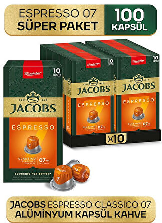 Jacobs Espresso 7 Kapsül Kahve Nespresso Uyumlu 10 lu x 10 Adet