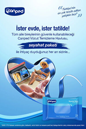 Canped Vücut Temizleme Havlusu Seyahat Boyu 24 lü