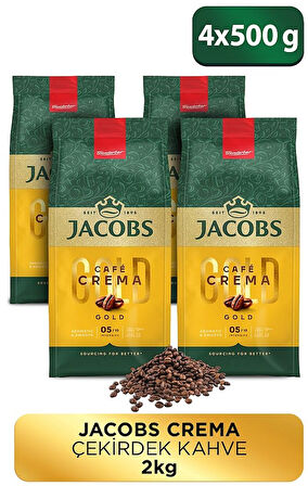 Jacobs Cafe Crema Çekirdek Kahve 500 gr x 4 Adet