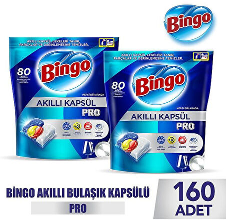 Bingo Akıllı Kapsül Pro Bulaşık Makinesi Deterjanı Tableti 160 lı