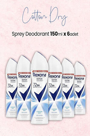 Rexona Cotton Dry Kadın Sprey Deodorant 150 ml x 6 Adet