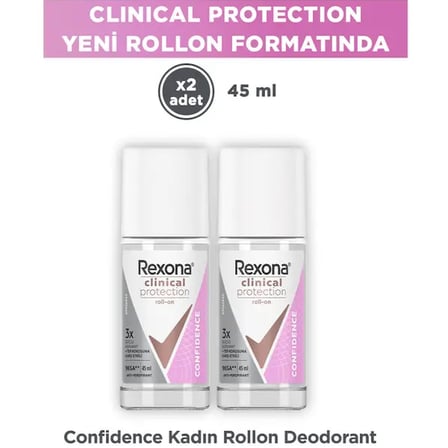 Rexona Clinical Protection Confidence Kadın Deodorant Roll On 45 ml x 2 Adet