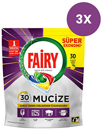 Fairy Mucize Bulaşık Makinesi Deterjanı Kapsülü 30 Yıkama x 3 Adet