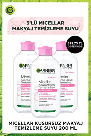 Garnier Micellar Kusursuz Makyaj Temizleme Suyu 200 ml x 3 Adet
