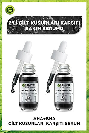 Garnier Aha + Bha Kömür Cilt Kusurları Karşıtı Serum 30 ml x 2 Adet