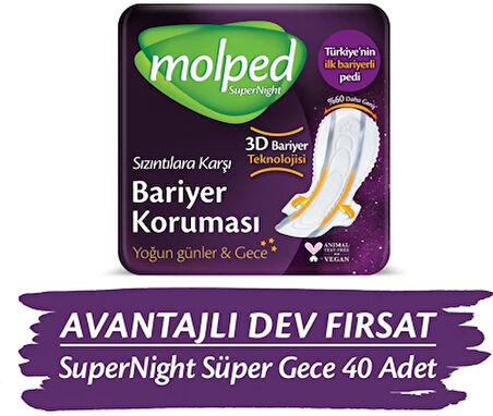 Molped Supernight Süper Gece Hijyenik Ped 20 li x 2 Adet