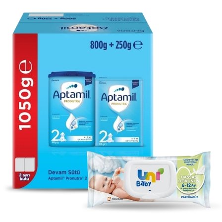 Aptamil 2 Pronutra Devam Sütü 1050 gr (Islak Mendil Hediyeli)