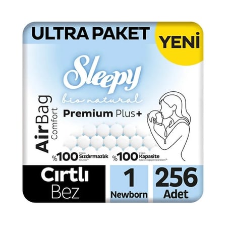 Sleepy Bio Natural Premium Plus Airbag Comfort Bebek Bezi 1 No 256 lı