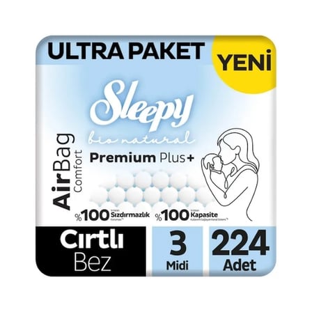 Sleepy Bio Natural Premium Plus Airbag Comfort Bebek Bezi 3 No 224 lü