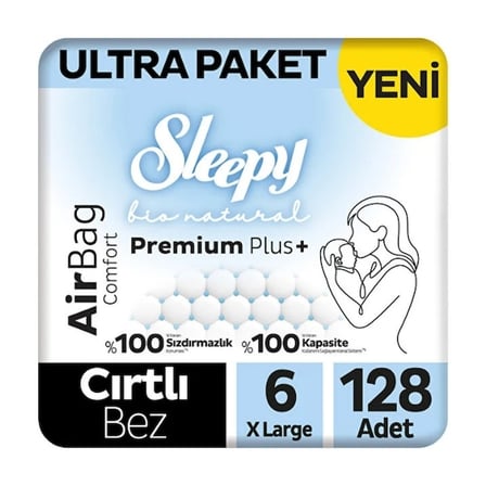 Sleepy Bio Natural Premium Plus Airbag Comfort Bebek Bezi 6 No 128 li