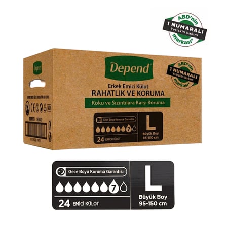 Depend Emici Külot Büyük Boy Erkek 8 li x 3 Adet
