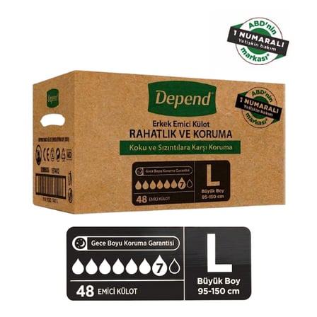 Depend Emici Külot Büyük Boy Erkek 8 li x 6 Adet