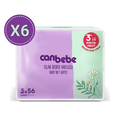 Canbebe Islak Havlu 3x56 lı x 6 Adet (1008 Yaprak)