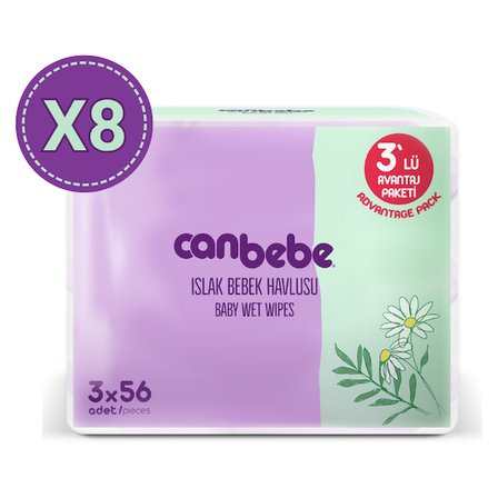 Canbebe Islak Havlu 3x56 lı x 8 Adet (1344 Yaprak)