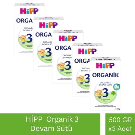 Hipp 3 Organik Devam Sütü 500 gr x 5 Adet
