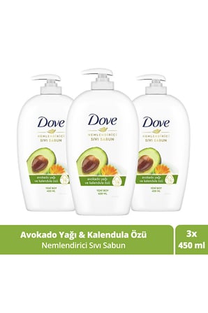 Dove Avokado Yağı ve Kalendula Özü Sıvı Sabun 450 ml x 3 Adet