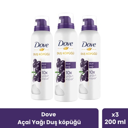 Dove Açai Yağı Duş Köpüğü 200 ml x 3 Adet