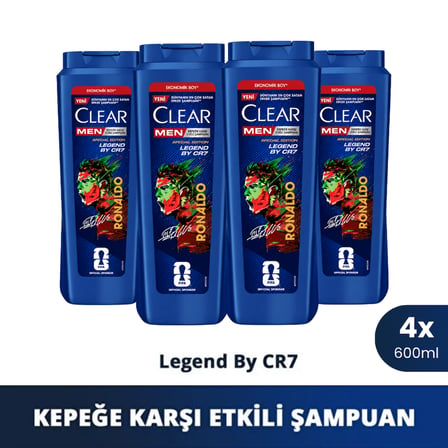 Clear Men Şampuan Kepeğe Karşı Etkili Legend By Cr7 600 Ml X 4 Adet